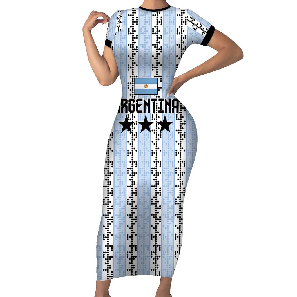 Custom Argentina Heritage Football Short Sleeve Bodycon Dress La Albiceleste Glory Road to 2026
