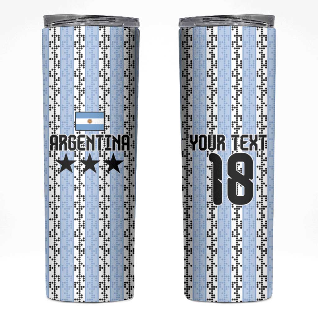 Custom Argentina Heritage Football Skinny Tumbler La Albiceleste Glory Road to 2026