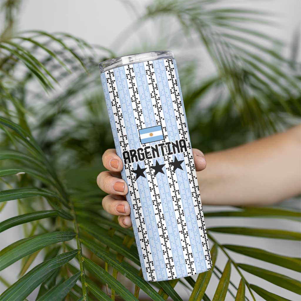 Custom Argentina Heritage Football Skinny Tumbler La Albiceleste Glory Road to 2026