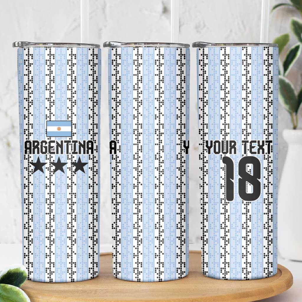 Custom Argentina Heritage Football Skinny Tumbler La Albiceleste Glory Road to 2026