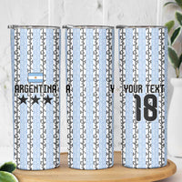 Custom Argentina Heritage Football Skinny Tumbler La Albiceleste Glory Road to 2026