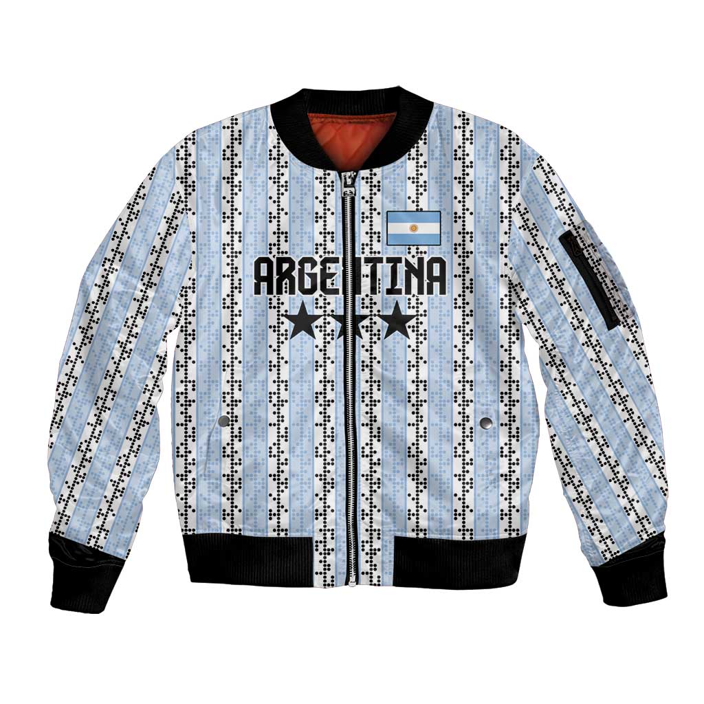 Custom Argentina Heritage Football Sleeve Zip Bomber Jacket La Albiceleste Glory Road to 2026