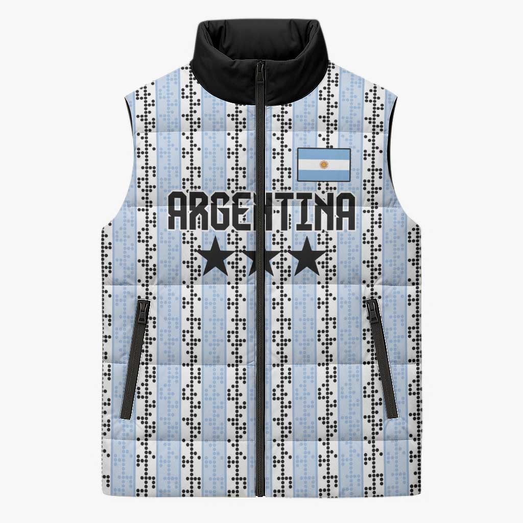 Custom Argentina Heritage Football Sleeveless Puffer Jacket La Albiceleste Glory Road to 2026