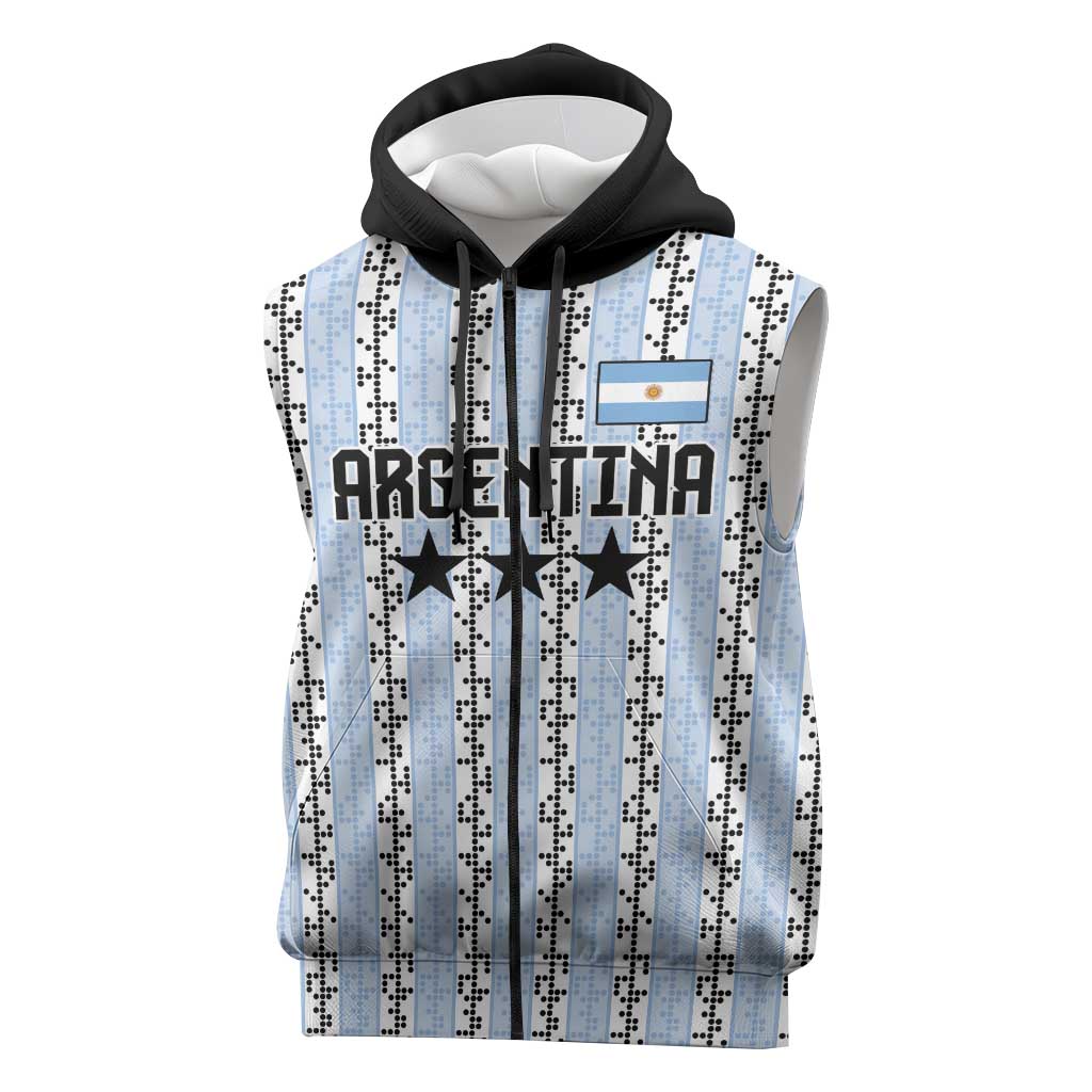 Custom Argentina Heritage Football Sleeveless Zip Hoodie La Albiceleste Glory Road to 2026