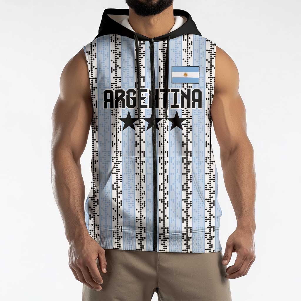 Custom Argentina Heritage Football Sleeveless Zip Hoodie La Albiceleste Glory Road to 2026
