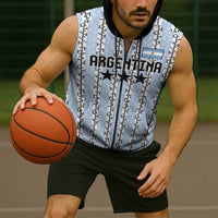 Custom Argentina Heritage Football Sleeveless Zip Hoodie La Albiceleste Glory Road to 2026
