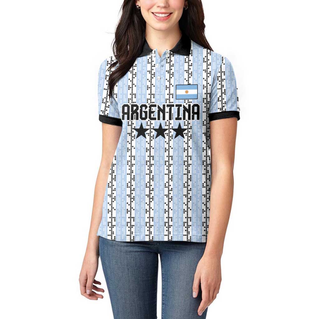 Custom Argentina Heritage Football Women Polo Shirt La Albiceleste Glory Road to 2026