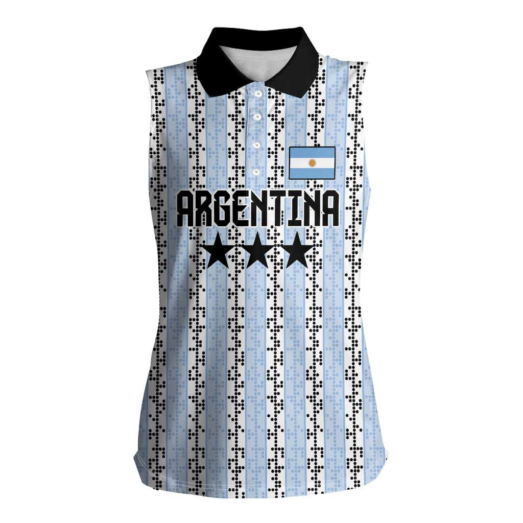 Custom Argentina Heritage Football Women Sleeveless Polo Shirt La Albiceleste Glory Road to 2026