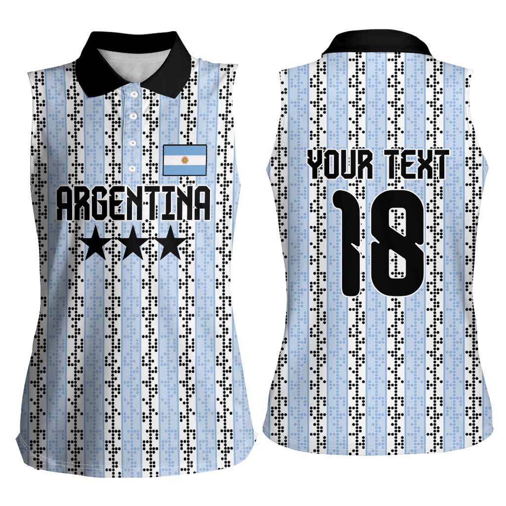 Custom Argentina Heritage Football Women Sleeveless Polo Shirt La Albiceleste Glory Road to 2026