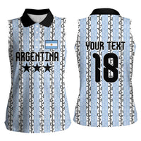 Custom Argentina Heritage Football Women Sleeveless Polo Shirt La Albiceleste Glory Road to 2026
