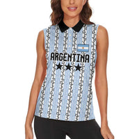 Custom Argentina Heritage Football Women Sleeveless Polo Shirt La Albiceleste Glory Road to 2026
