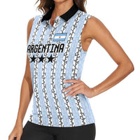 Custom Argentina Heritage Football Women Sleeveless Polo Shirt La Albiceleste Glory Road to 2026
