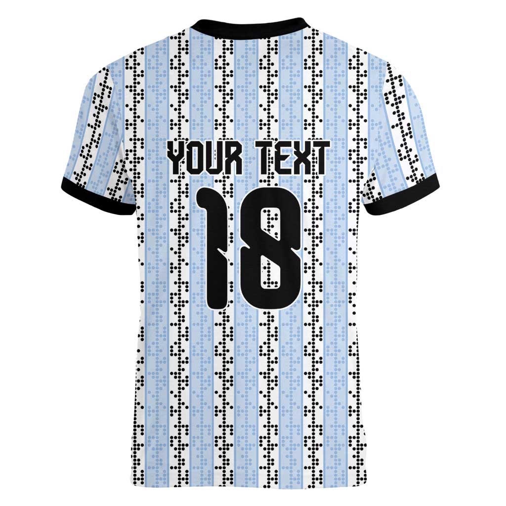 Custom Argentina Heritage Football Women V-Neck T-Shirt La Albiceleste Glory Road to 2026