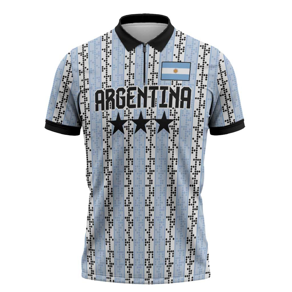 Custom Argentina Heritage Football Zipper Polo Shirt La Albiceleste Glory Road to 2026