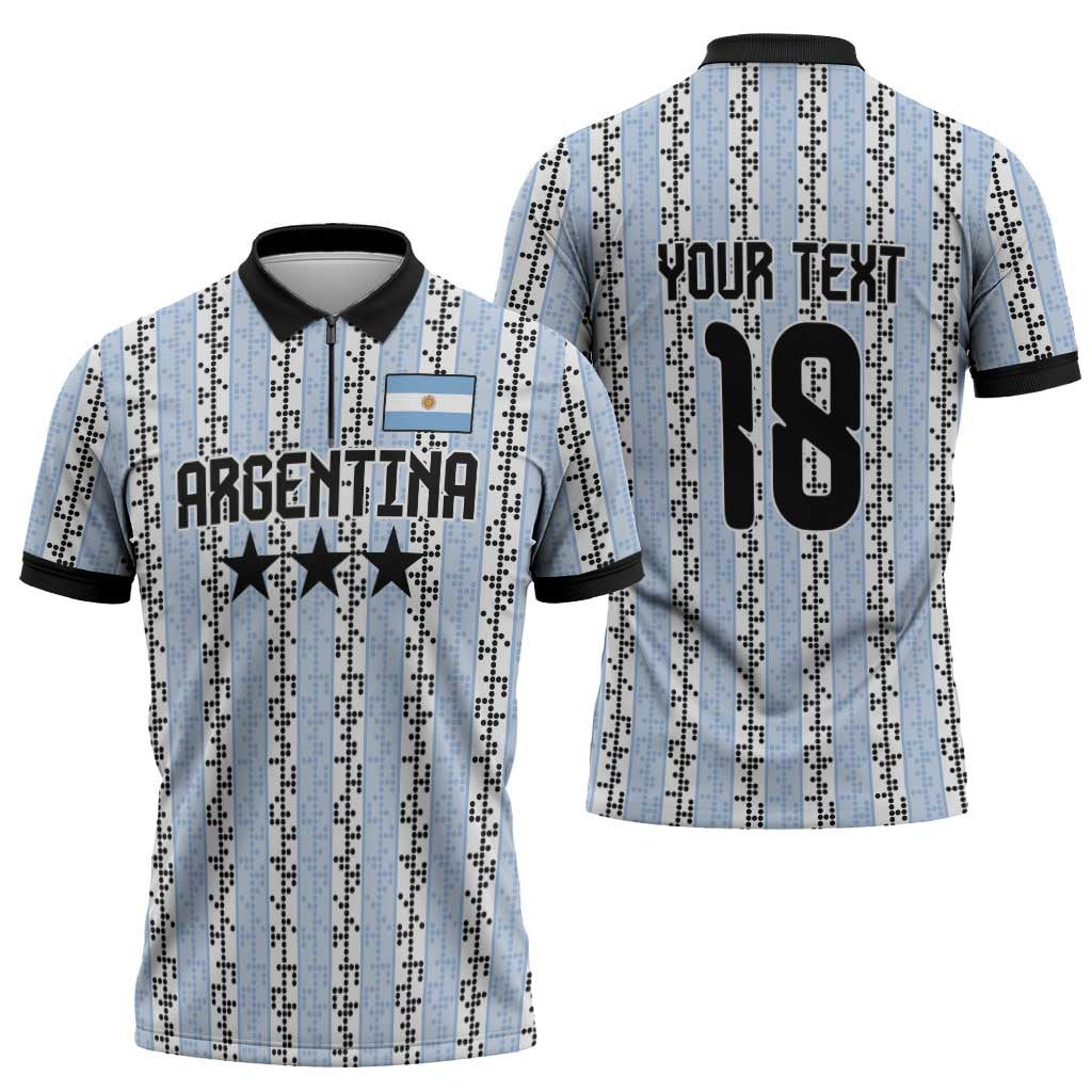 Custom Argentina Heritage Football Zipper Polo Shirt La Albiceleste Glory Road to 2026