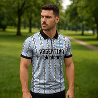 Custom Argentina Heritage Football Zipper Polo Shirt La Albiceleste Glory Road to 2026