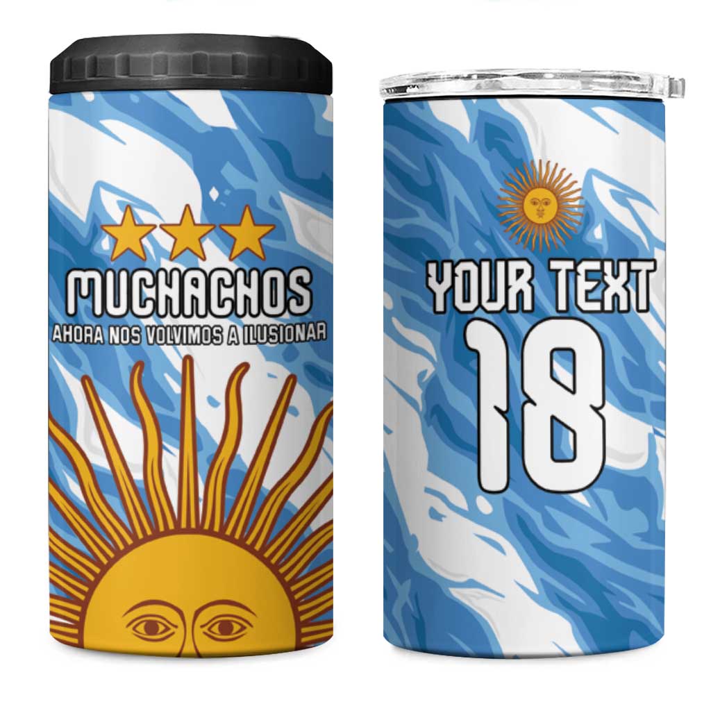 Custom Argentina Football 4 in 1 Can Cooler Tumbler Muchachos, Ahora Nos Volvimos a Ilusionar