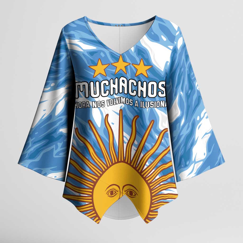 Custom Argentina Football Kimono Sleeve Blouse Muchachos, Ahora Nos Volvimos a Ilusionar