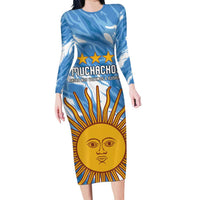Custom Argentina Football Long Sleeve Bodycon Dress Muchachos, Ahora Nos Volvimos a Ilusionar