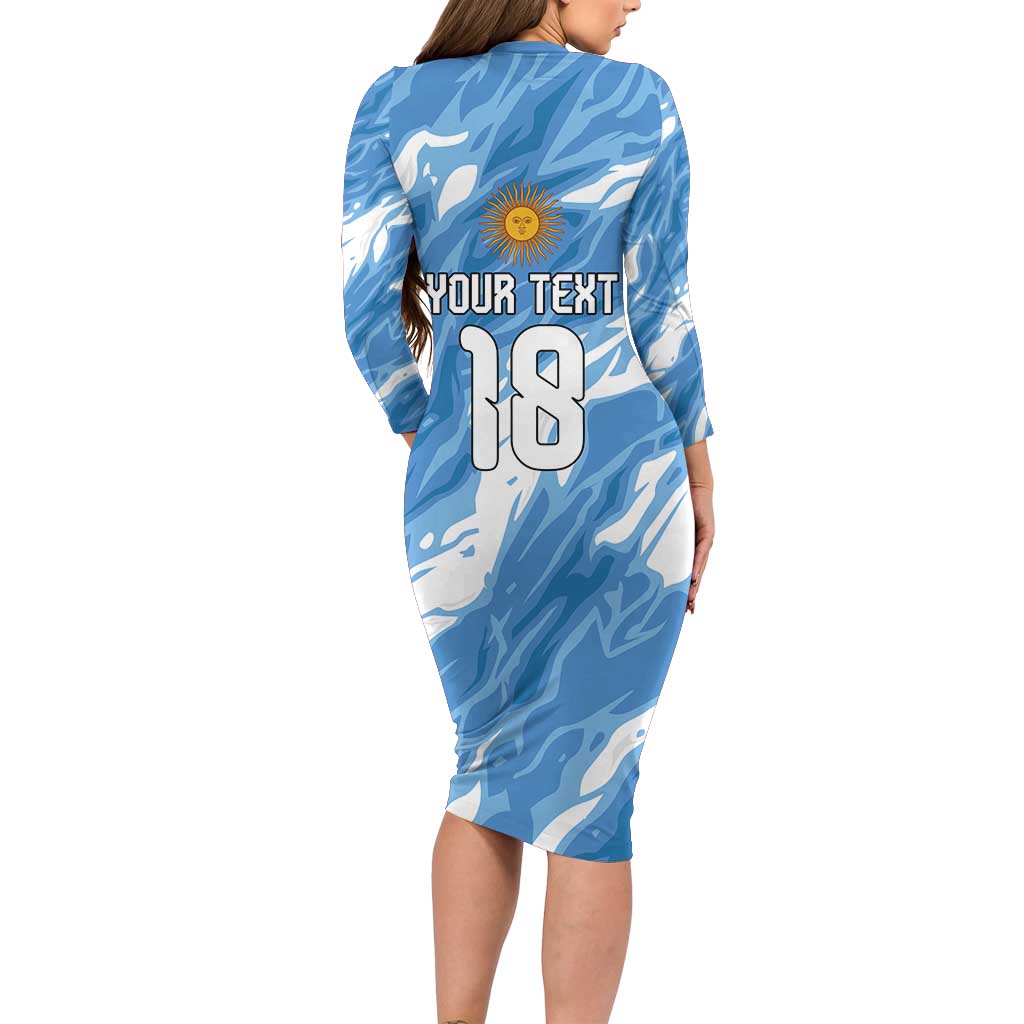 Custom Argentina Football Long Sleeve Bodycon Dress Muchachos, Ahora Nos Volvimos a Ilusionar