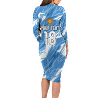 Custom Argentina Football Long Sleeve Bodycon Dress Muchachos, Ahora Nos Volvimos a Ilusionar
