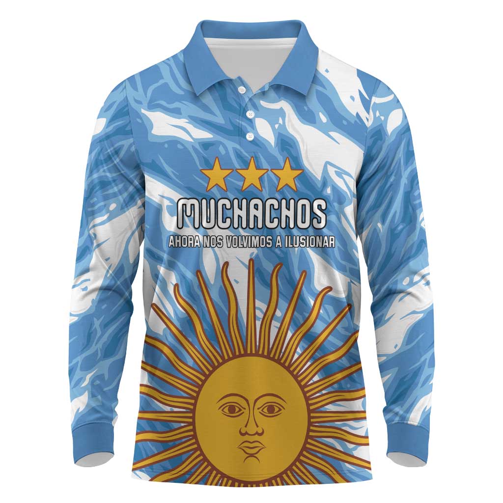 Custom Argentina Football Long Sleeve Polo Shirt Muchachos, Ahora Nos Volvimos a Ilusionar