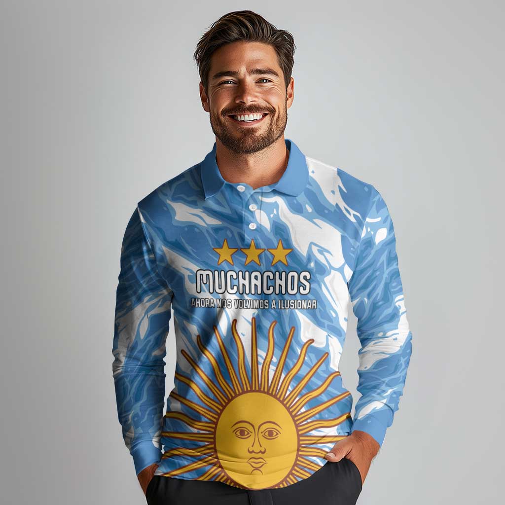 Custom Argentina Football Long Sleeve Polo Shirt Muchachos, Ahora Nos Volvimos a Ilusionar