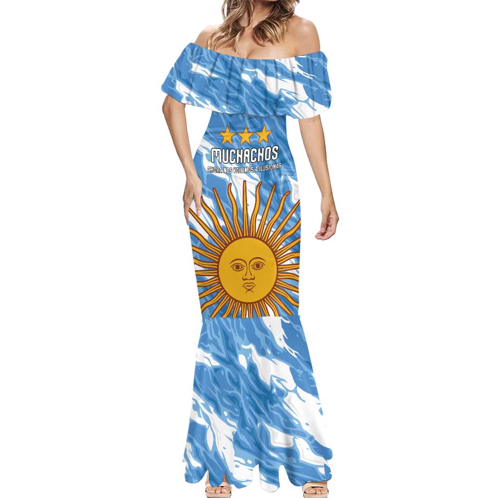 Custom Argentina Football Mermaid Dress Muchachos, Ahora Nos Volvimos a Ilusionar