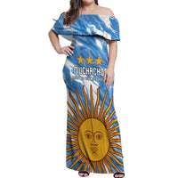 Custom Argentina Football Off Shoulder Maxi Dress Muchachos, Ahora Nos Volvimos a Ilusionar