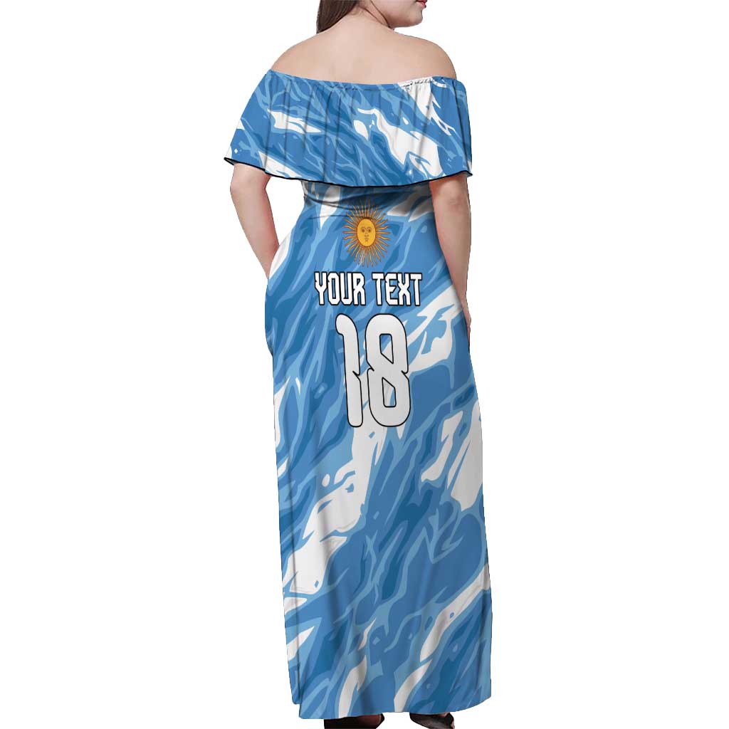 Custom Argentina Football Off Shoulder Maxi Dress Muchachos, Ahora Nos Volvimos a Ilusionar