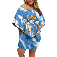 Custom Argentina Football Off Shoulder Short Dress Muchachos, Ahora Nos Volvimos a Ilusionar