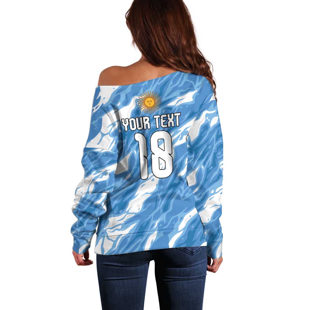Custom Argentina Football Off Shoulder Sweater Muchachos, Ahora Nos Volvimos a Ilusionar