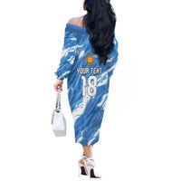 Custom Argentina Football Off The Shoulder Long Sleeve Dress Muchachos, Ahora Nos Volvimos a Ilusionar