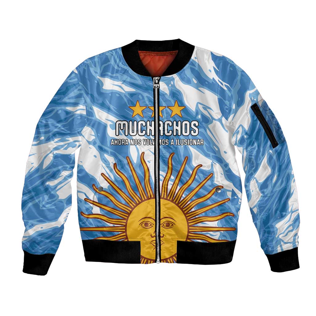 Custom Argentina Football Sleeve Zip Bomber Jacket Muchachos, Ahora Nos Volvimos a Ilusionar