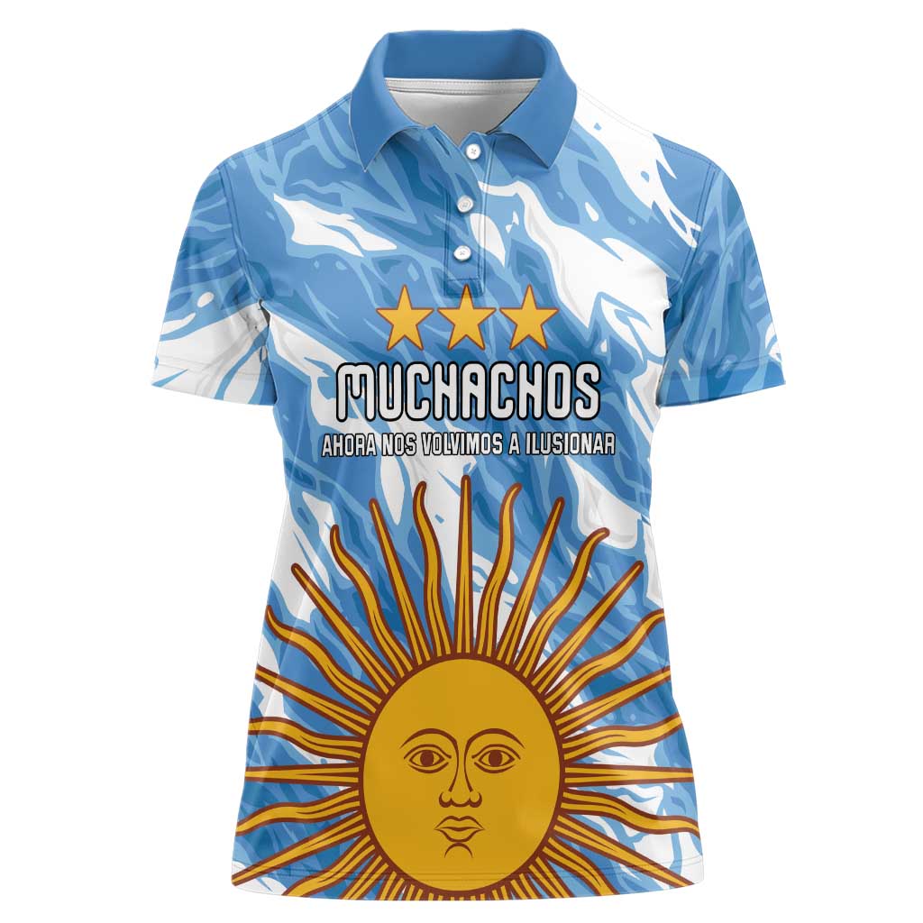 Custom Argentina Football Women Polo Shirt Muchachos, Ahora Nos Volvimos a Ilusionar