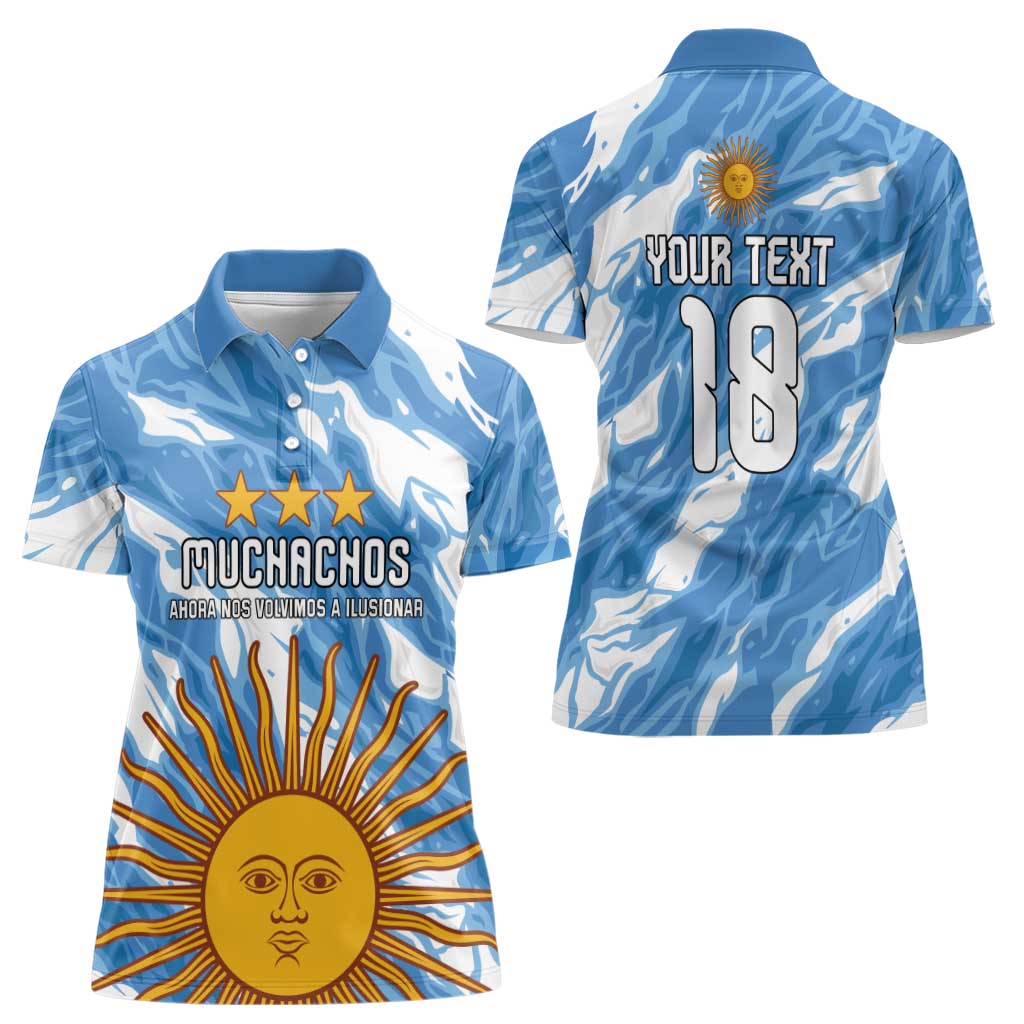 Custom Argentina Football Women Polo Shirt Muchachos, Ahora Nos Volvimos a Ilusionar