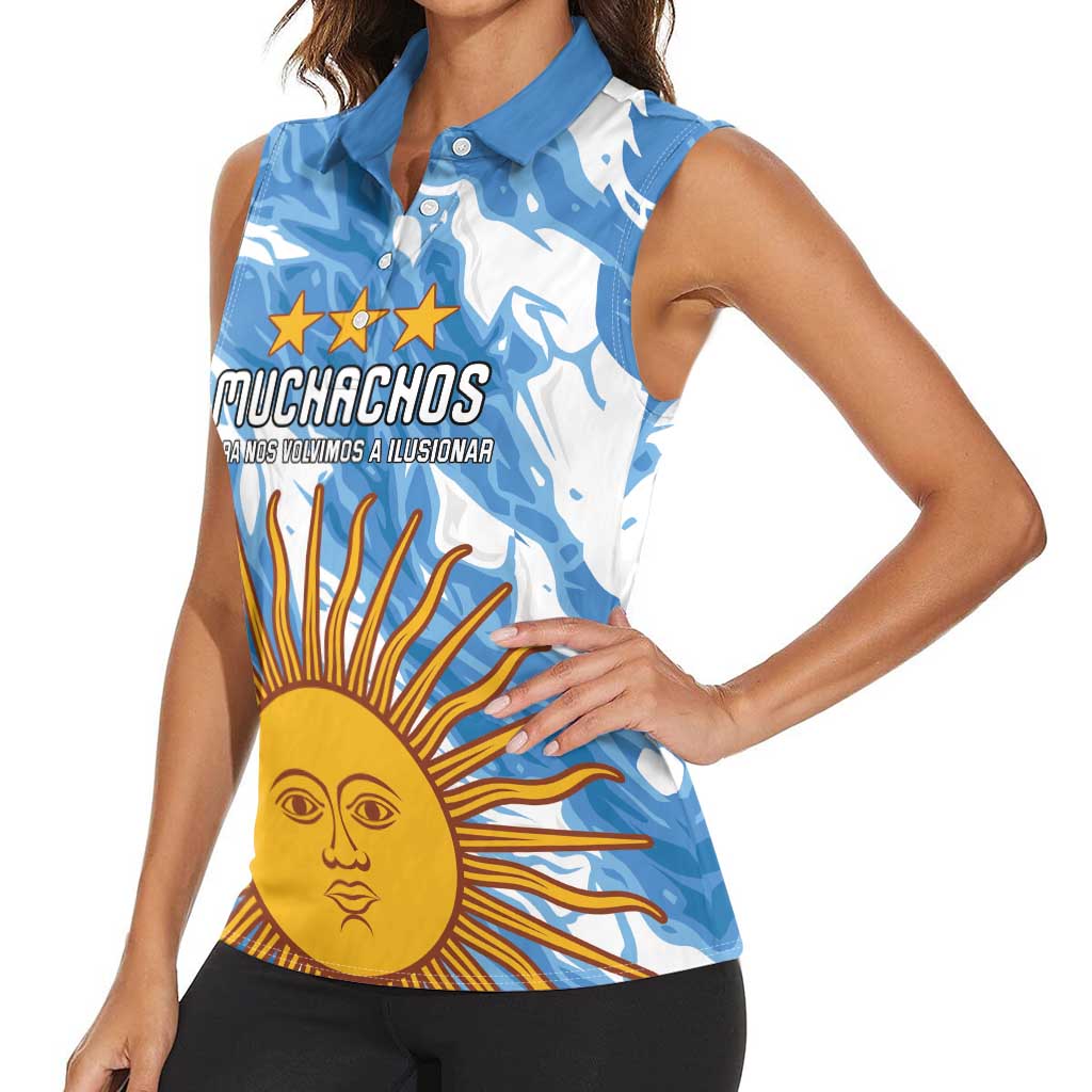 Custom Argentina Football Women Sleeveless Polo Shirt Muchachos, Ahora Nos Volvimos a Ilusionar