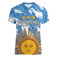 Custom Argentina Football Women V-Neck T-Shirt Muchachos, Ahora Nos Volvimos a Ilusionar