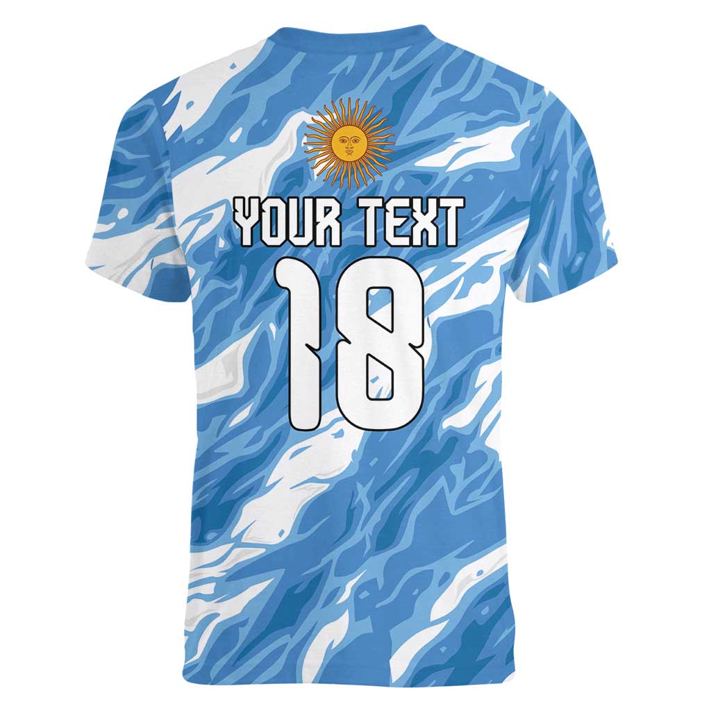 Custom Argentina Football Women V-Neck T-Shirt Muchachos, Ahora Nos Volvimos a Ilusionar
