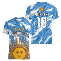 Custom Argentina Football Women V-Neck T-Shirt Muchachos, Ahora Nos Volvimos a Ilusionar