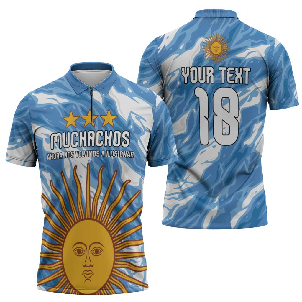 Custom Argentina Football Zipper Polo Shirt Muchachos, Ahora Nos Volvimos a Ilusionar