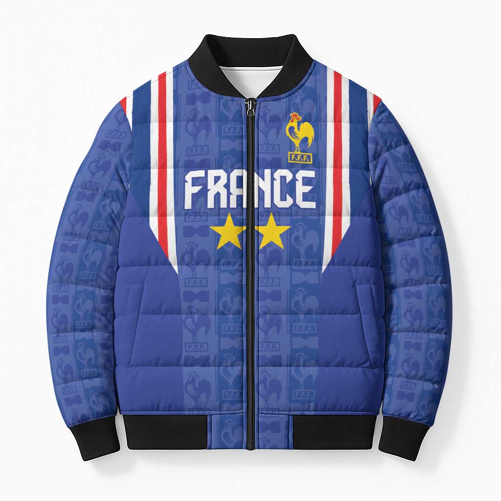 Custom France Football Bomber Puffer Jacket Les Bleus Glory Road to 2026