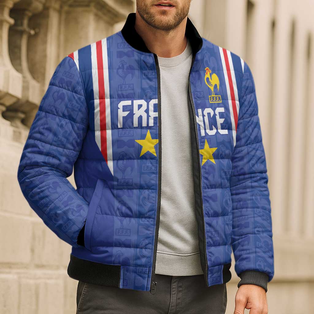 Custom France Football Bomber Puffer Jacket Les Bleus Glory Road to 2026