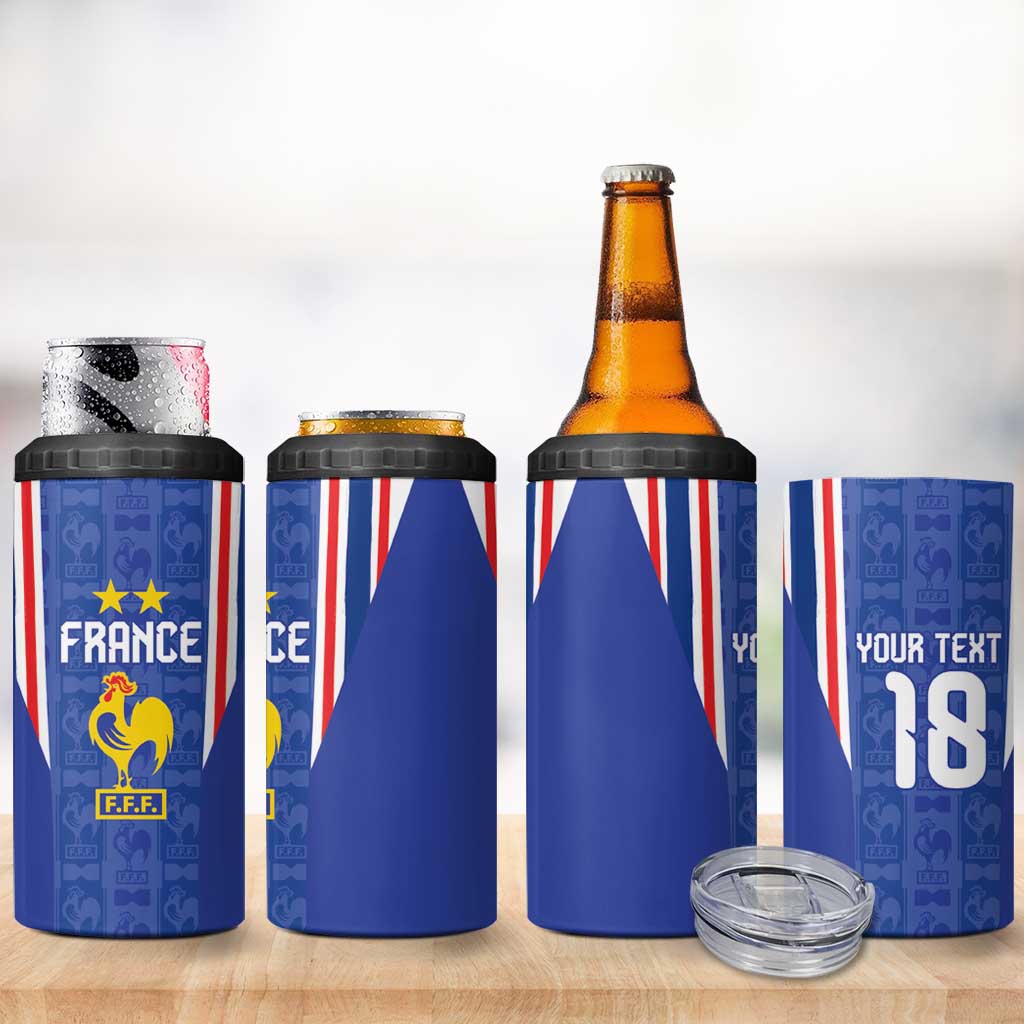 Custom France Football 4 in 1 Can Cooler Tumbler Les Bleus Glory Road to 2026