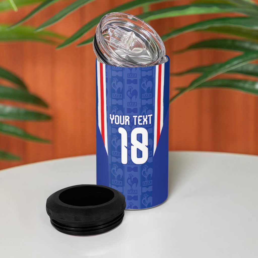 Custom France Football 4 in 1 Can Cooler Tumbler Les Bleus Glory Road to 2026