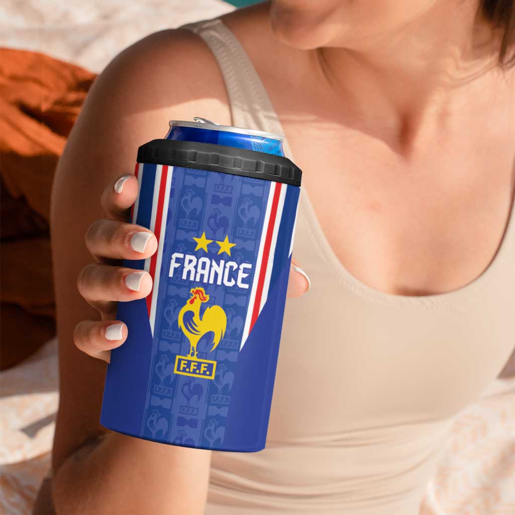 Custom France Football 4 in 1 Can Cooler Tumbler Les Bleus Glory Road to 2026