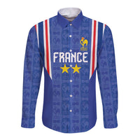 Custom France Football Long Sleeve Button Shirt Les Bleus Glory Road to 2026
