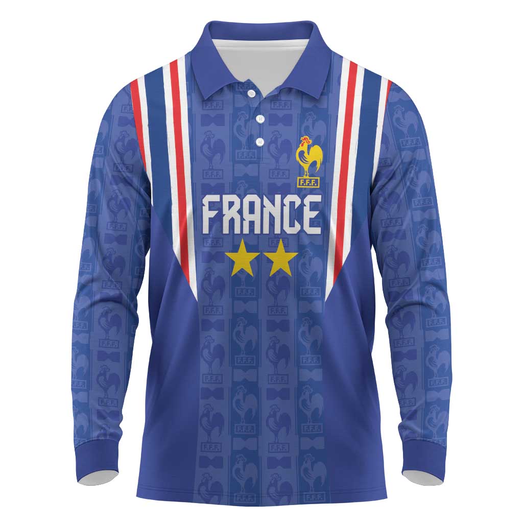 Custom France Football Long Sleeve Polo Shirt Les Bleus Glory Road to 2026