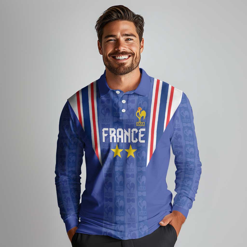 Custom France Football Long Sleeve Polo Shirt Les Bleus Glory Road to 2026