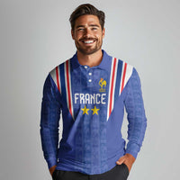 Custom France Football Long Sleeve Polo Shirt Les Bleus Glory Road to 2026